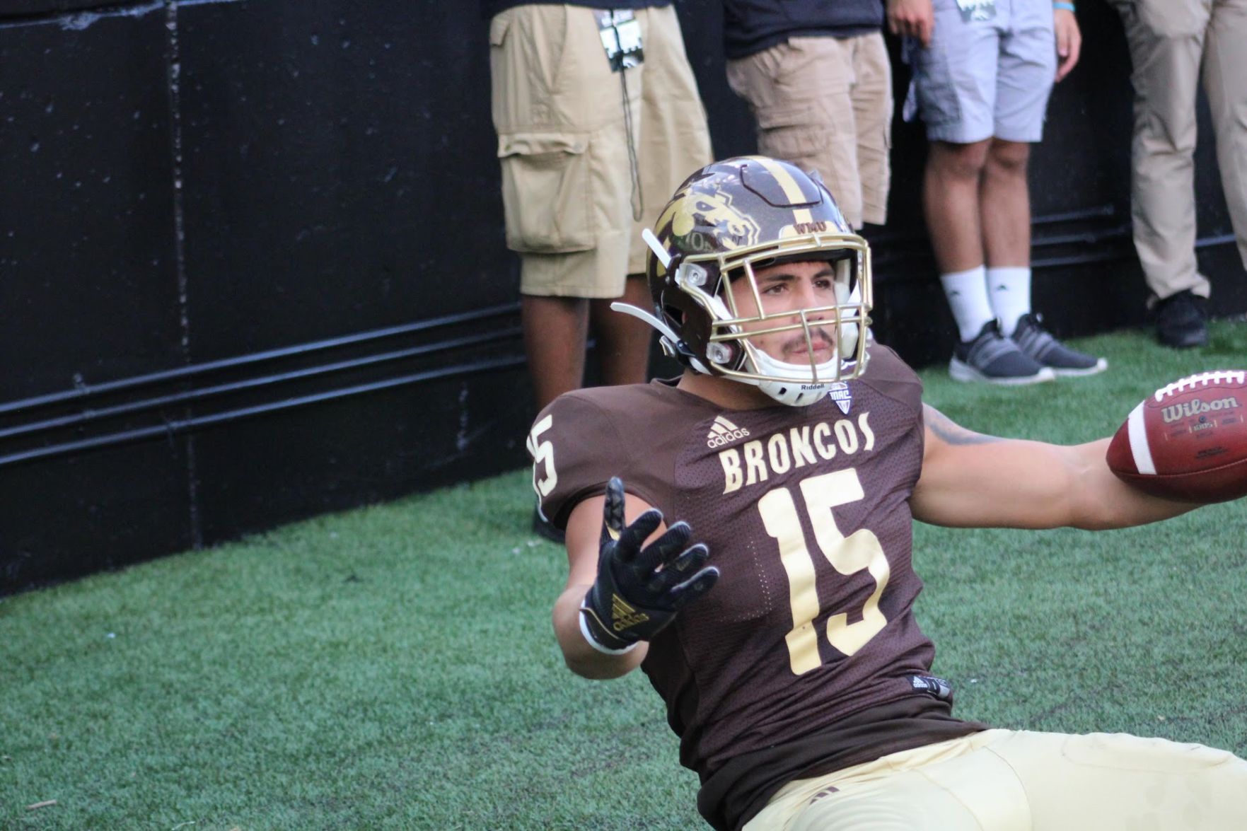 Giovanni Ricci pleads his case before the official signals a touchdown